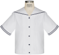 Short Sleeve Middy Blouse with Contrast Piping Cheap