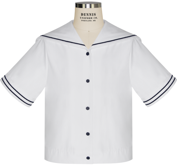 Short Sleeve Middy Blouse with Contrast Piping Cheap