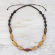 Adventure Lover Wood and Coconut Shell Long Necklace from Thailand Discount