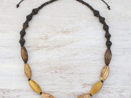 Adventure Lover Wood and Coconut Shell Long Necklace from Thailand Discount