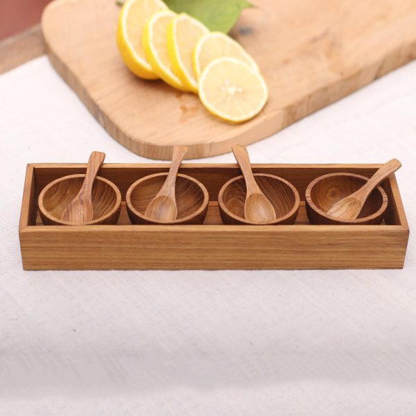 Date Night Hand-Carved Wood Condiment Set from Bali (9 Piece) Online Sale