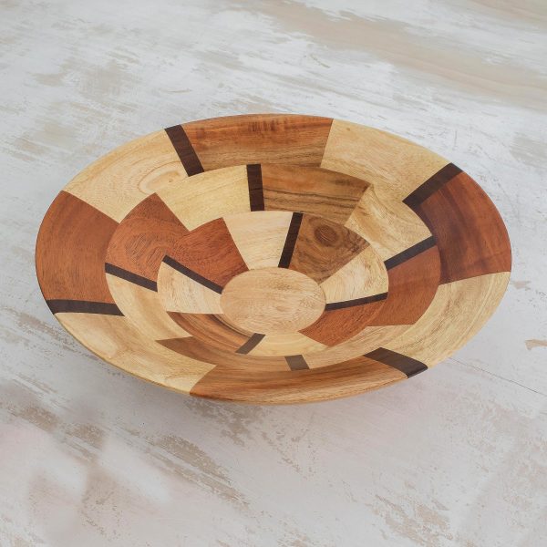 Wheels Handmade Wood Serving Bowl from Guatemala Cheap