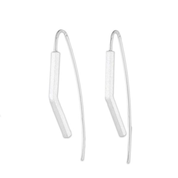 Bent Pillars Angular Sterling Silver Drop Earrings from Thailand Online Sale