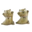 Playful Good Luck Cats 2 Yellow Ceramic Lucky Cat Figurines Crafted in Thailand Sale