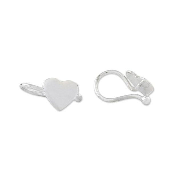 Petite Hearts Handcrafted Sterling Silver Heart Ear Cuffs from Thailand For Discount