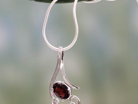 Fire of Romance Sterling Silver and Garnet Necklace Modern Necklace Online Sale