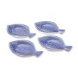 Festive Fish Fish-Shaped Blue Ceramic Appetizer Bowls (Set of 4) For Sale