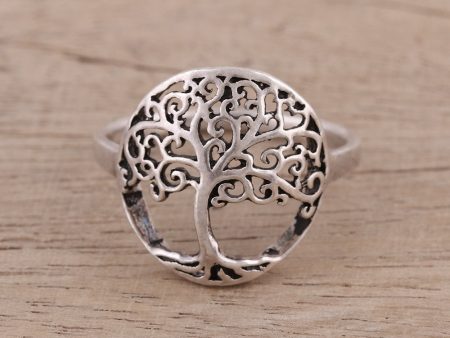 Majestic Jali Tree Indian Sterling Silver Cocktail Ring with Jali Tree Motif For Discount