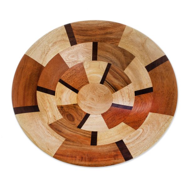 Wheels Handmade Wood Serving Bowl from Guatemala Cheap