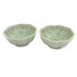 Lotus Leaf Green Leaf Thai Celadon Canape Dish Pair For Cheap