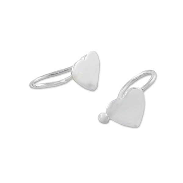 Petite Hearts Handcrafted Sterling Silver Heart Ear Cuffs from Thailand For Discount