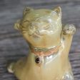 Playful Good Luck Cats 2 Yellow Ceramic Lucky Cat Figurines Crafted in Thailand Sale