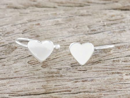 Petite Hearts Handcrafted Sterling Silver Heart Ear Cuffs from Thailand For Discount