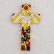 Bird of Hope Hand-Painted Pinewood Wall Cross with a Dove of Peace Cheap