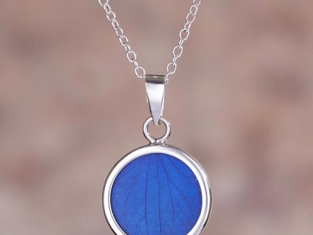 Blue Eden Sterling Silver and Natural Leaf Necklace in Blue from Peru For Discount