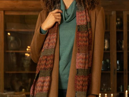 Autumn Waves Wave Pattern Wool Scarf from India For Cheap