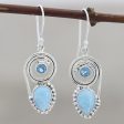 Wondrous Coil Dangle Earrings with Larimar and Blue Topaz Discount