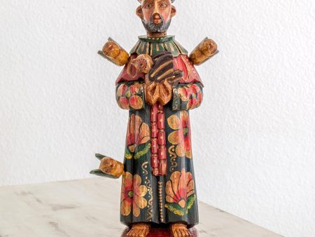 Beloved Saint Hand Painted Pinewood Saint Francis Sculpture Online now