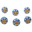 Blue Flowers Ceramic Cabinet Knobs Floral Blue White (Set of 6) India Discount