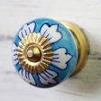 Blue Flowers Ceramic Cabinet Knobs Floral Blue White (Set of 6) India Discount