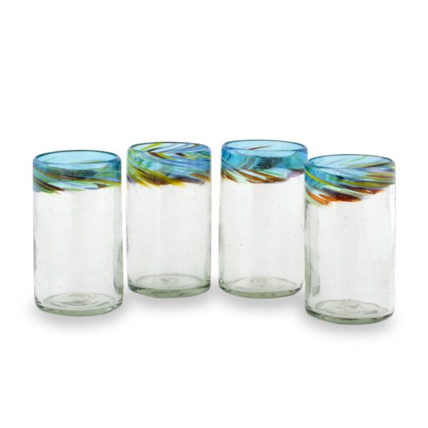 Aurora Handblown Recycled Glass Tumblers (16 Oz, Set of 4) on Sale