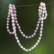 Blissful Woman in Pink Cultured Pearl Beaded Long Necklace in Pink from Thailand For Cheap