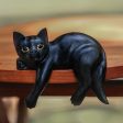 Black Cat Relaxes Signed Balinese Black Cat Sculpture For Sale