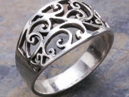 Arabesque Unique Sterling Silver Band Ring from Thailand Online Sale