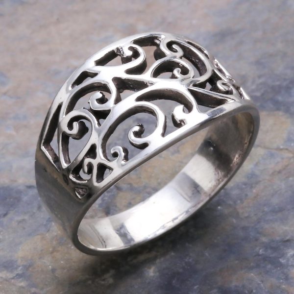 Arabesque Unique Sterling Silver Band Ring from Thailand Online Sale