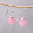 Beautiful Orbs Round Rose Quartz Drop Earrings from Thailand Online Hot Sale