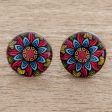 Multicolored Splendor Multicolored Resin and Paper Stud Earrings from Costa Rica Supply