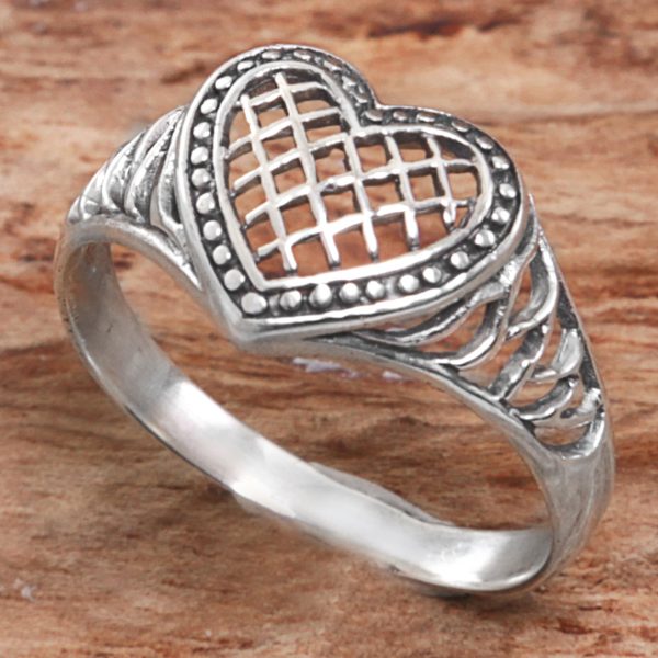 Bali Heart Sterling Silver Heart Shaped Cocktail Ring from Indonesia Online Sale