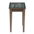 Birds in the Heavens Hand Painted Glass Top Wood Accent Table Online now