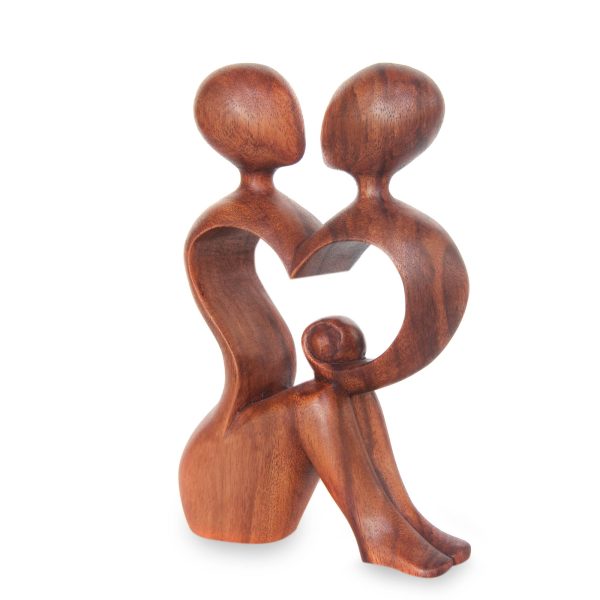 A Heart Shared by Two Romantic Wood Sculpture For Discount