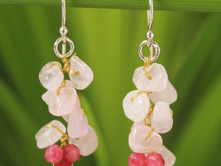 Afternoon Pink Handmade Beaded Rose Quartz Earrings Sale