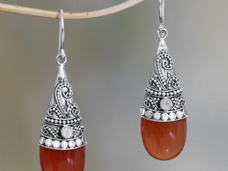 Bali Tradition Chalcedony and rainbow moonstone dangle earrings Online