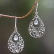 Bali Crest Sterling Silver and Blue Topaz Dangle Earrings For Cheap