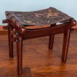 Andean Paradise Birds and Flowers Embossed on Leather and Wood Stool Hot on Sale