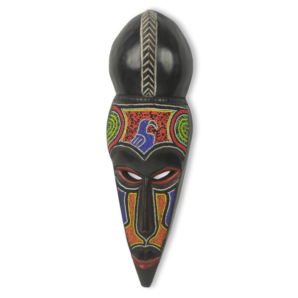 Anuli Unique Hand Beaded Wood African Decorative Mask Online now