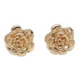 Blooming Rose 18k Gold Plated Sterling Silver Rose Stud Earrings (.5 inch) on Sale