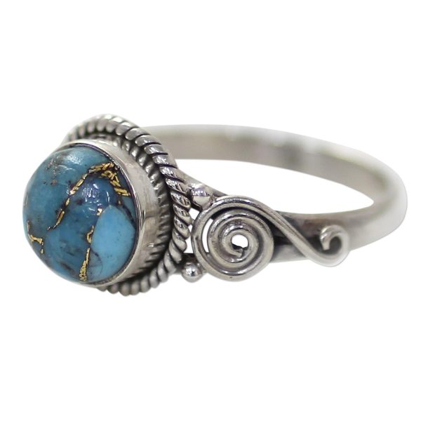 Blue Attunement Sterling Silver and Blue Composite Turquoise Cocktail Ring Discount