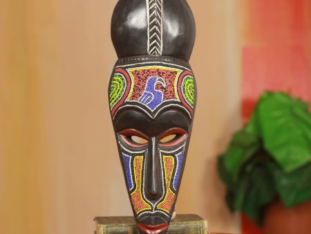 Anuli Unique Hand Beaded Wood African Decorative Mask Online now