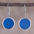 Blue Eden Sterling Silver and Natural Leaf Earrings in Blue from Peru Online Sale