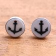 Black Anchor Anchor Motif Bone Stud Earrings from Bali Cheap