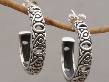 Bali Weave Sterling Silver Half-Hoop Earrings from Bali Discount