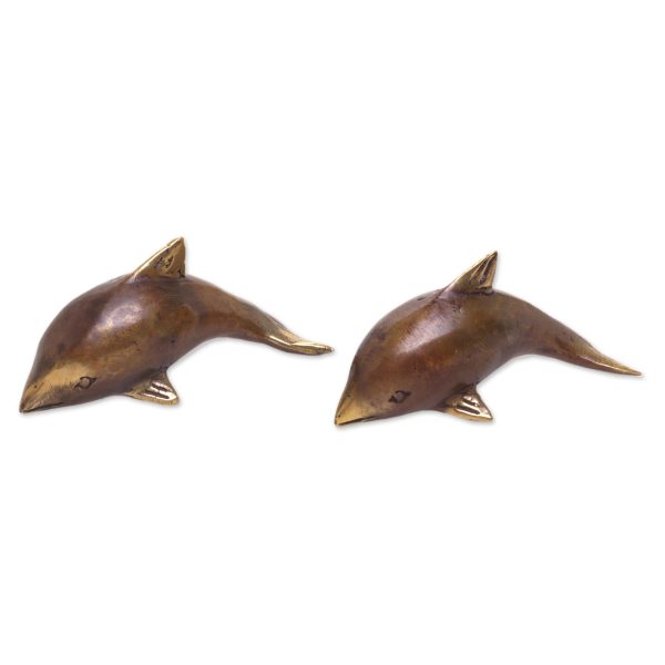 Antique Dolphins Pair of Handcrafted Balinese Bronze Dolphin Figurines Cheap