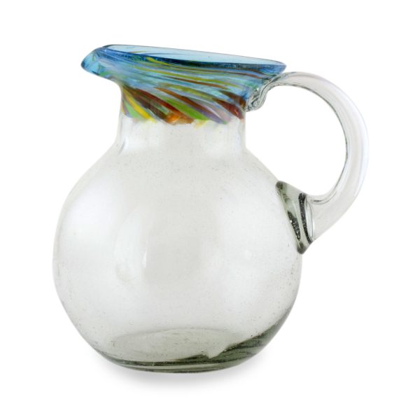 Aurora Fair Trade Artisan Crafted Hand Blown Glass Pitcher 94 oz. Fashion