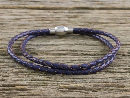 Blue Charm Leather Wrap Bracelet in Blue (15 in.) from Thailand Hot on Sale