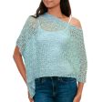 Aqua Sanur Shade Lightweight Hand Crocheted Poncho in Aqua from Bali on Sale