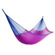 Berry Blossom Hand Woven Pink and Blue Nylon Hammock from Mexico (Double) Online now